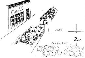 A plan showing how existing street furniture and barriers can be incorporated into the layout. 